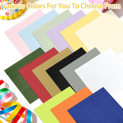 100 pcs 2-Ply Yellow Cocktail Napkins Folded 5 x 5 inch Disposable Paper Dessert Napkins for Dinner Birthday Wedding Thanksgiving Party Picnic Yellow Beverage Napkin