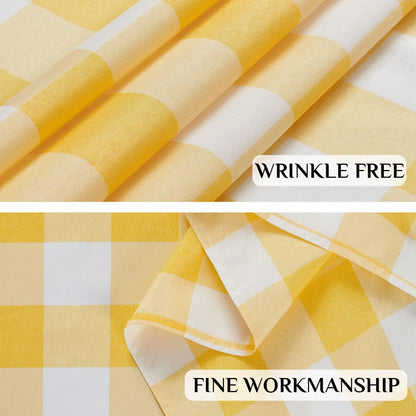 Gingham Checkered Tablecloth Rectangle - Outdoor Waterproof Buffalo Plaid Table Cloth, Stain Resistant Washable Table Cover for Picnic, Camping, Dining - Yellow and White, 54 x 78 Inch