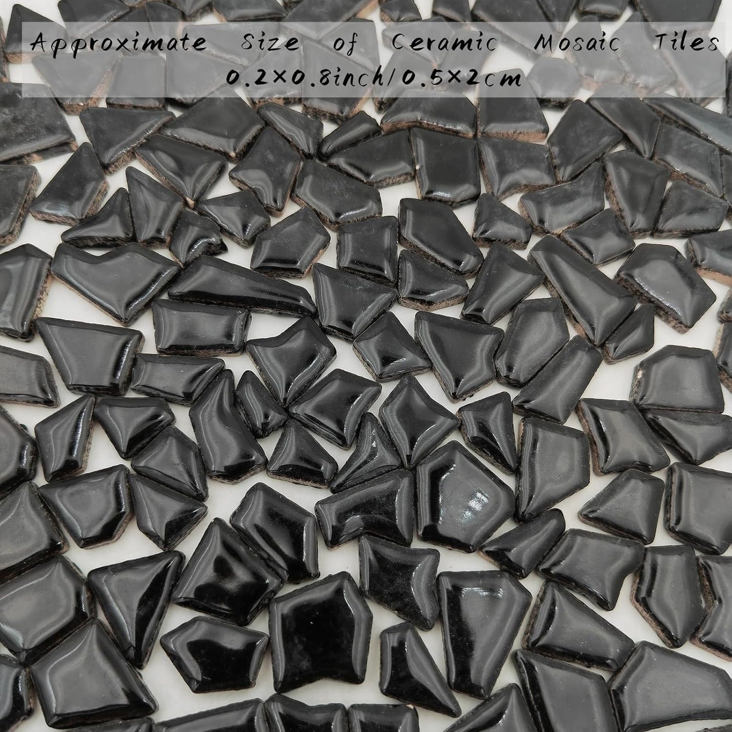 200g Ceramic Mosaic Tiles for Crafts,Irregular Stained Ceramic 0.2"x0.8" Porcelain Mosaic Tiles for Home Decoration (Yellow)