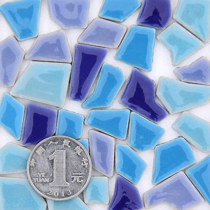 200g Ceramic Mosaic Tiles for Crafts,Irregular Stained Ceramic 0.2"x0.8" Porcelain Mosaic Tiles for Home Decoration (Yellow)