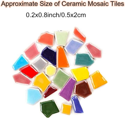 200g Ceramic Mosaic Tiles for Crafts,Irregular Stained Ceramic 0.2"x0.8" Porcelain Mosaic Tiles for Home Decoration (Yellow)
