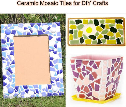 200g Ceramic Mosaic Tiles for Crafts,Irregular Stained Ceramic 0.2"x0.8" Porcelain Mosaic Tiles for Home Decoration (Yellow)