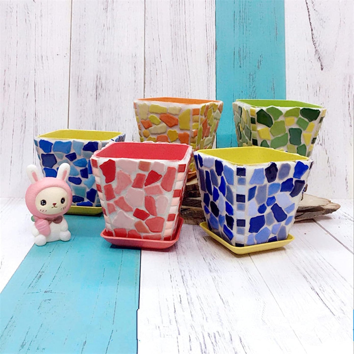 200g Ceramic Mosaic Tiles for Crafts,Irregular Stained Ceramic 0.2"x0.8" Porcelain Mosaic Tiles for Home Decoration (Yellow)