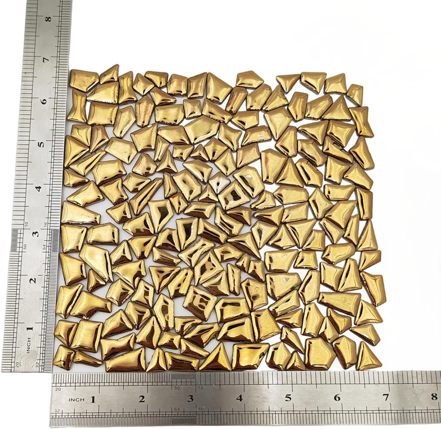 200g Ceramic Mosaic Tiles for Crafts,Irregular Stained Ceramic 0.2"x0.8" Porcelain Mosaic Tiles for Home Decoration (Yellow)