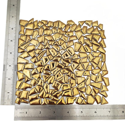 200g Ceramic Mosaic Tiles for Crafts,Irregular Stained Ceramic 0.2"x0.8" Porcelain Mosaic Tiles for Home Decoration (Yellow)