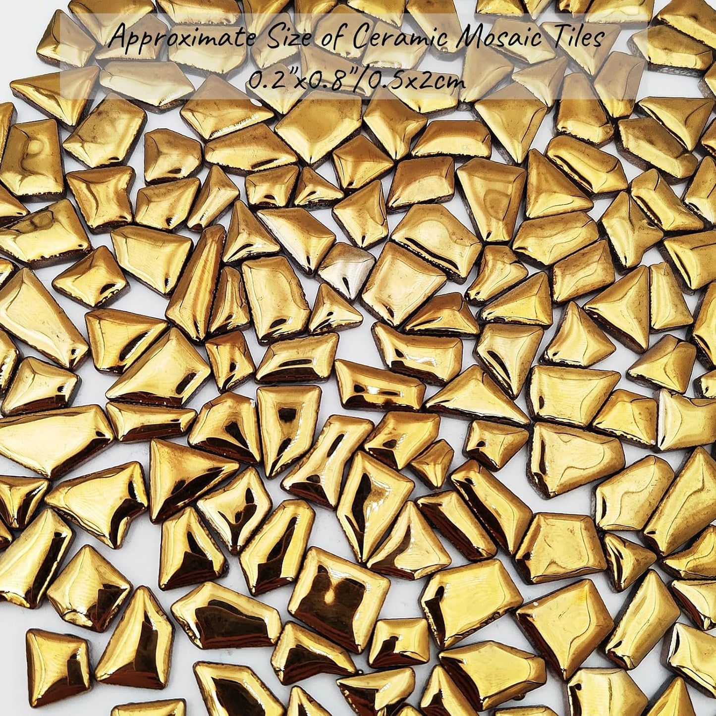 200g Ceramic Mosaic Tiles for Crafts,Irregular Stained Ceramic 0.2"x0.8" Porcelain Mosaic Tiles for Home Decoration (Yellow)