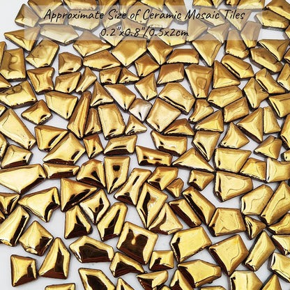 200g Ceramic Mosaic Tiles for Crafts,Irregular Stained Ceramic 0.2"x0.8" Porcelain Mosaic Tiles for Home Decoration (Yellow)