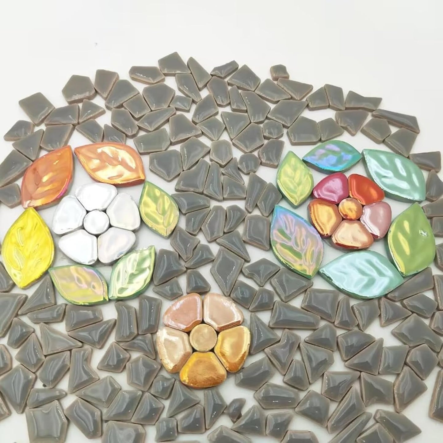 200g Ceramic Mosaic Tiles for Crafts,Irregular Stained Ceramic 0.2"x0.8" Porcelain Mosaic Tiles for Home Decoration (Yellow)