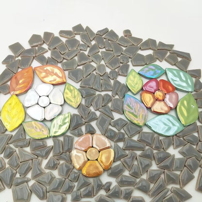 200g Ceramic Mosaic Tiles for Crafts,Irregular Stained Ceramic 0.2"x0.8" Porcelain Mosaic Tiles for Home Decoration (Yellow)