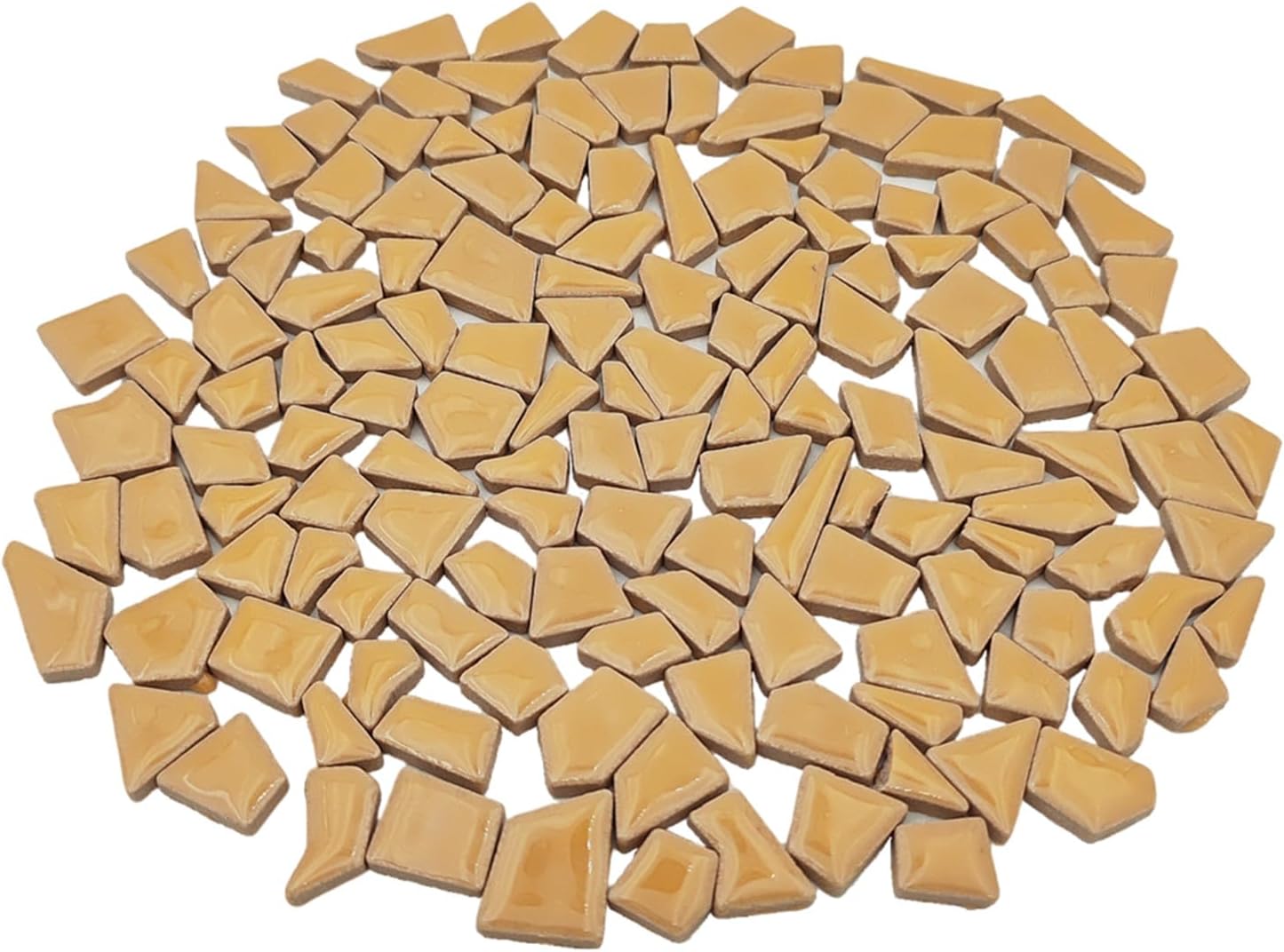 200g Ceramic Mosaic Tiles for Crafts,Irregular Stained Ceramic 0.2"x0.8" Porcelain Mosaic Tiles for Home Decoration (Yellow)