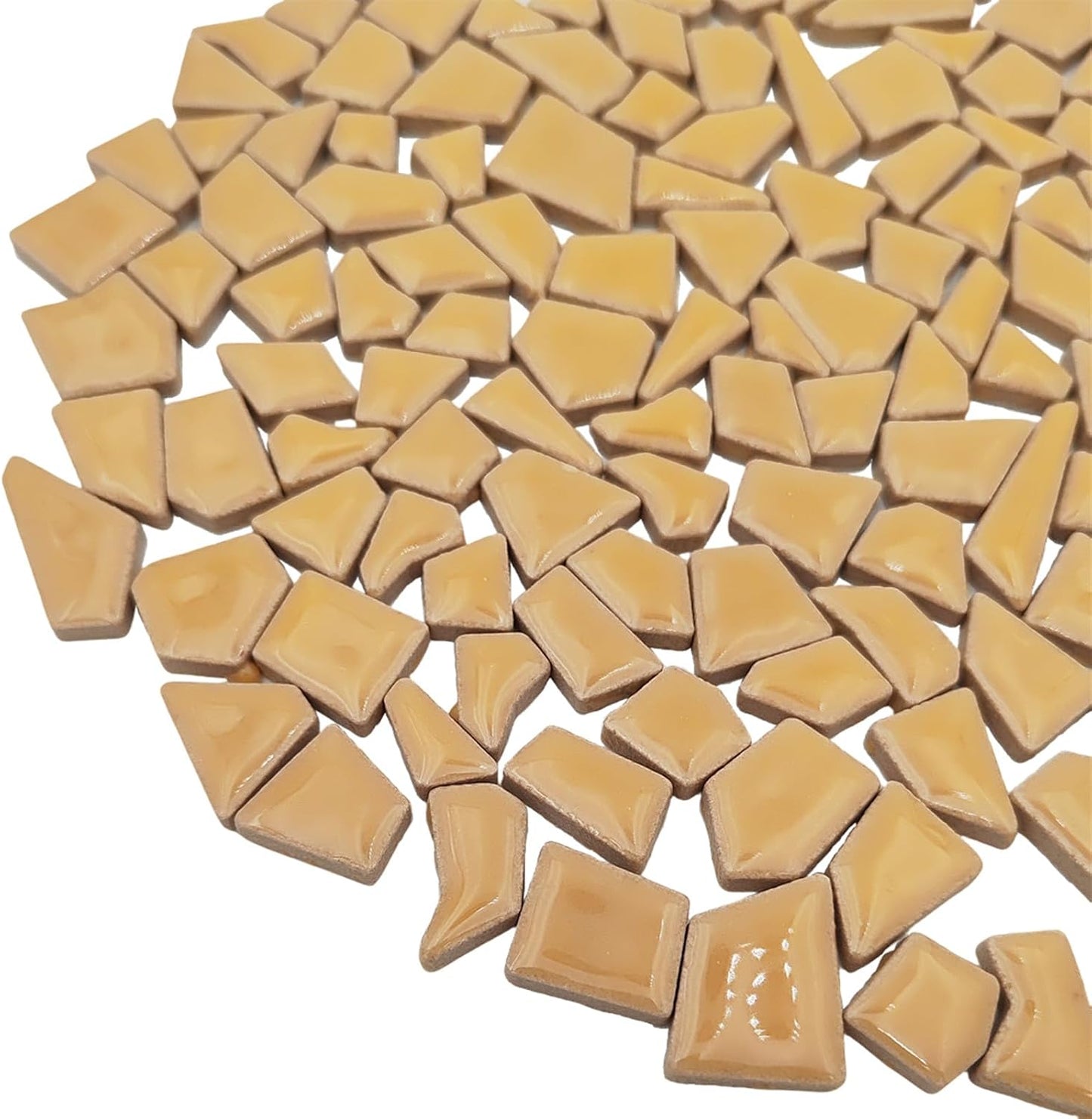 200g Ceramic Mosaic Tiles for Crafts,Irregular Stained Ceramic 0.2"x0.8" Porcelain Mosaic Tiles for Home Decoration (Yellow)