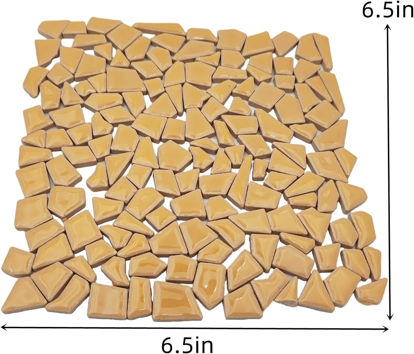 200g Ceramic Mosaic Tiles for Crafts,Irregular Stained Ceramic 0.2"x0.8" Porcelain Mosaic Tiles for Home Decoration (Yellow)