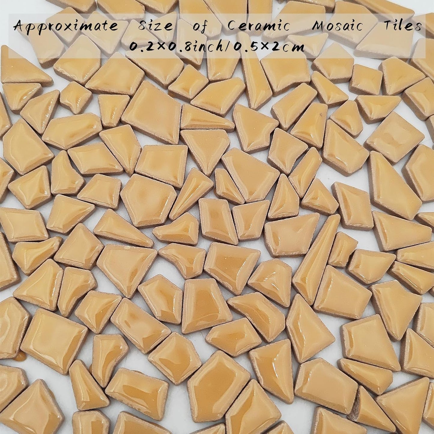 200g Ceramic Mosaic Tiles for Crafts,Irregular Stained Ceramic 0.2"x0.8" Porcelain Mosaic Tiles for Home Decoration (Yellow)