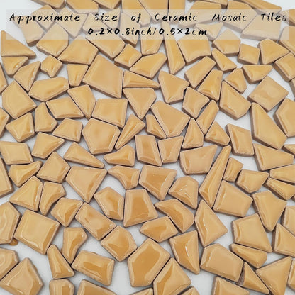 200g Ceramic Mosaic Tiles for Crafts,Irregular Stained Ceramic 0.2"x0.8" Porcelain Mosaic Tiles for Home Decoration (Yellow)