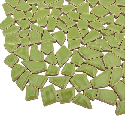 200g Ceramic Mosaic Tiles for Crafts,Irregular Stained Ceramic 0.2"x0.8" Porcelain Mosaic Tiles for Home Decoration (Yellow)