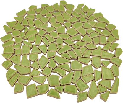 200g Ceramic Mosaic Tiles for Crafts,Irregular Stained Ceramic 0.2"x0.8" Porcelain Mosaic Tiles for Home Decoration (Yellow)