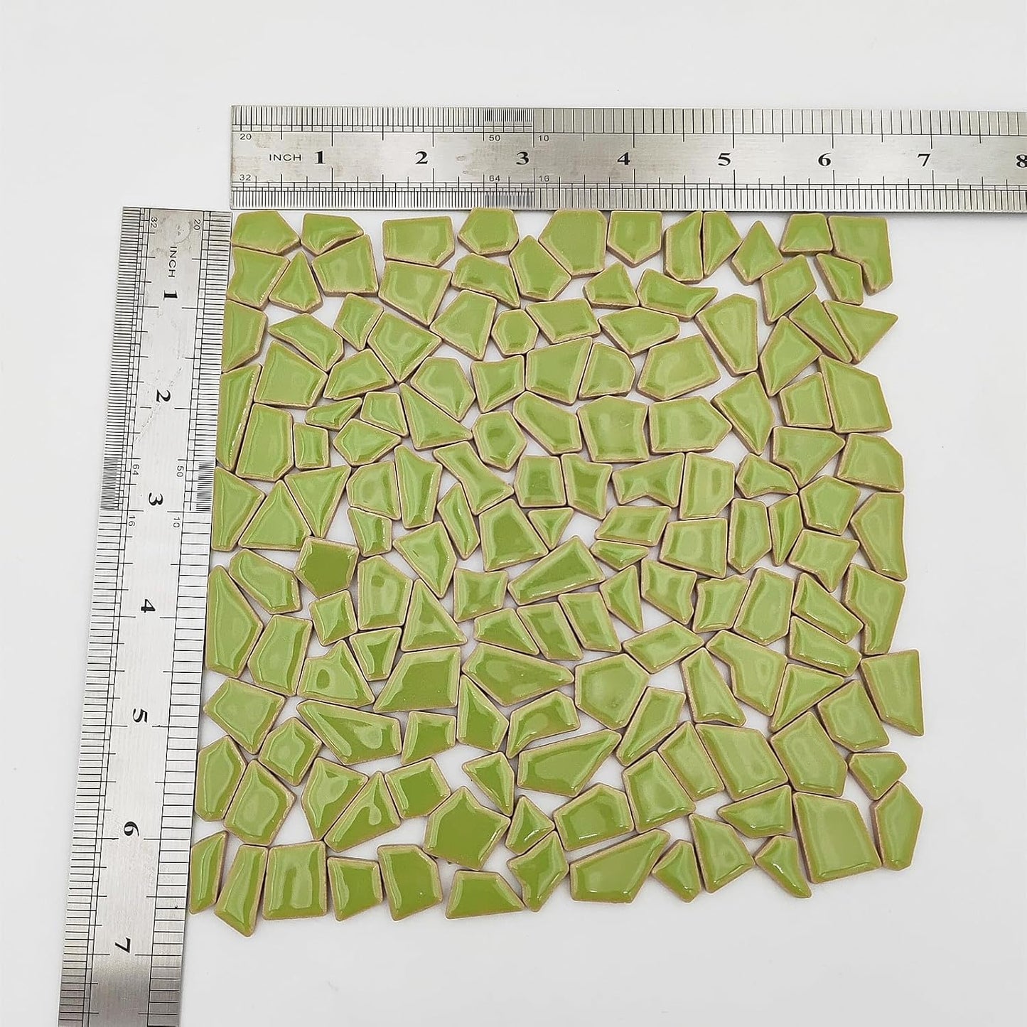200g Ceramic Mosaic Tiles for Crafts,Irregular Stained Ceramic 0.2"x0.8" Porcelain Mosaic Tiles for Home Decoration (Yellow)
