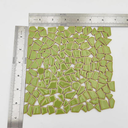 200g Ceramic Mosaic Tiles for Crafts,Irregular Stained Ceramic 0.2"x0.8" Porcelain Mosaic Tiles for Home Decoration (Yellow)