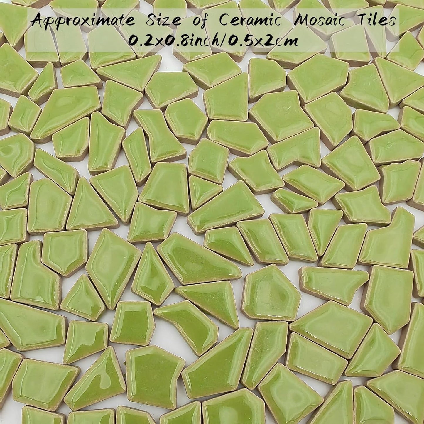 200g Ceramic Mosaic Tiles for Crafts,Irregular Stained Ceramic 0.2"x0.8" Porcelain Mosaic Tiles for Home Decoration (Yellow)