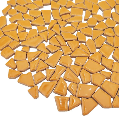 200g Ceramic Mosaic Tiles for Crafts,Irregular Stained Ceramic 0.2"x0.8" Porcelain Mosaic Tiles for Home Decoration (Yellow)