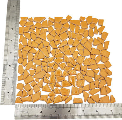 200g Ceramic Mosaic Tiles for Crafts,Irregular Stained Ceramic 0.2"x0.8" Porcelain Mosaic Tiles for Home Decoration (Yellow)