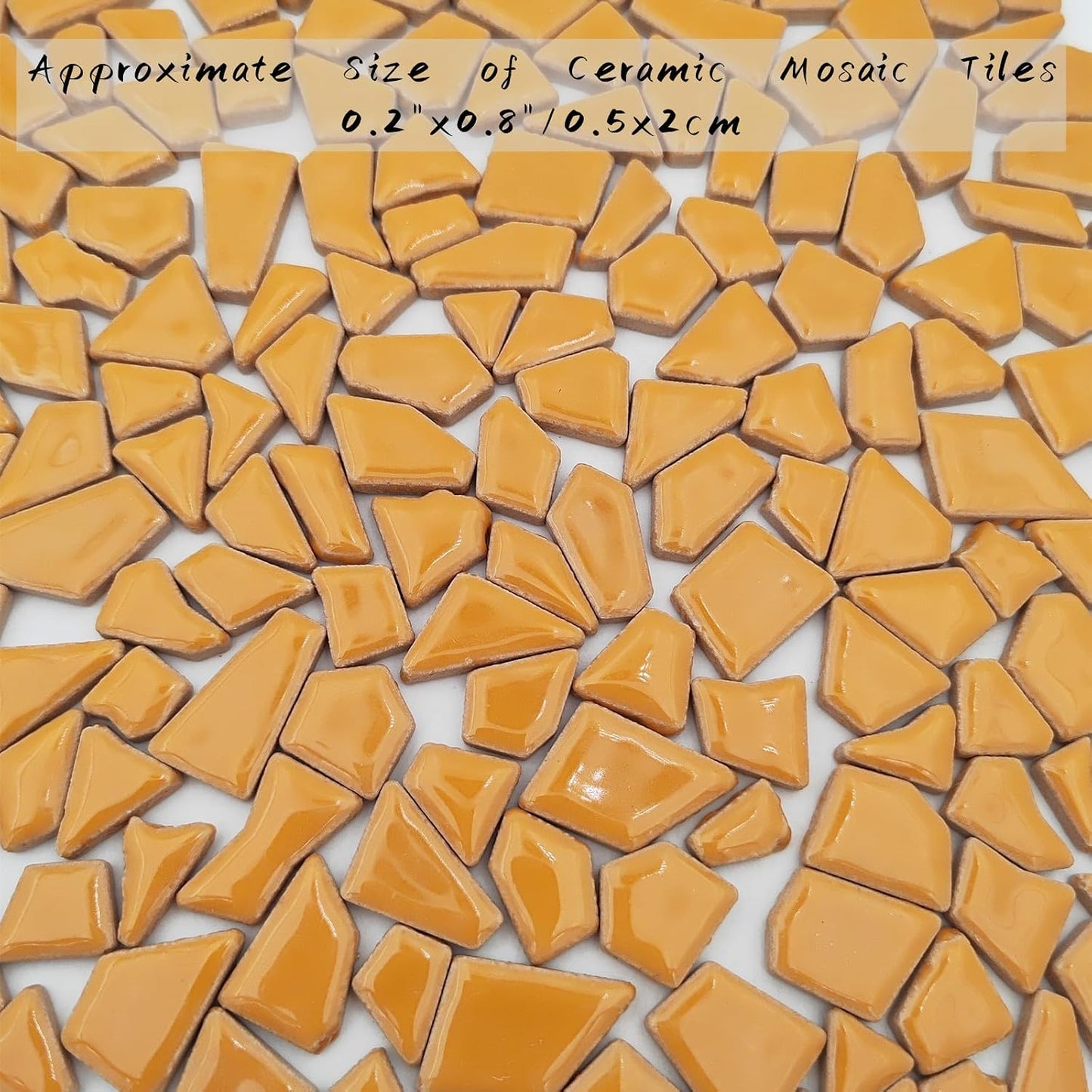 200g Ceramic Mosaic Tiles for Crafts,Irregular Stained Ceramic 0.2"x0.8" Porcelain Mosaic Tiles for Home Decoration (Yellow)