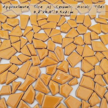 200g Ceramic Mosaic Tiles for Crafts,Irregular Stained Ceramic 0.2"x0.8" Porcelain Mosaic Tiles for Home Decoration (Yellow)
