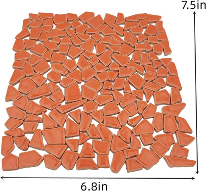 200g Ceramic Mosaic Tiles for Crafts,Irregular Stained Ceramic 0.2"x0.8" Porcelain Mosaic Tiles for Home Decoration (Yellow)