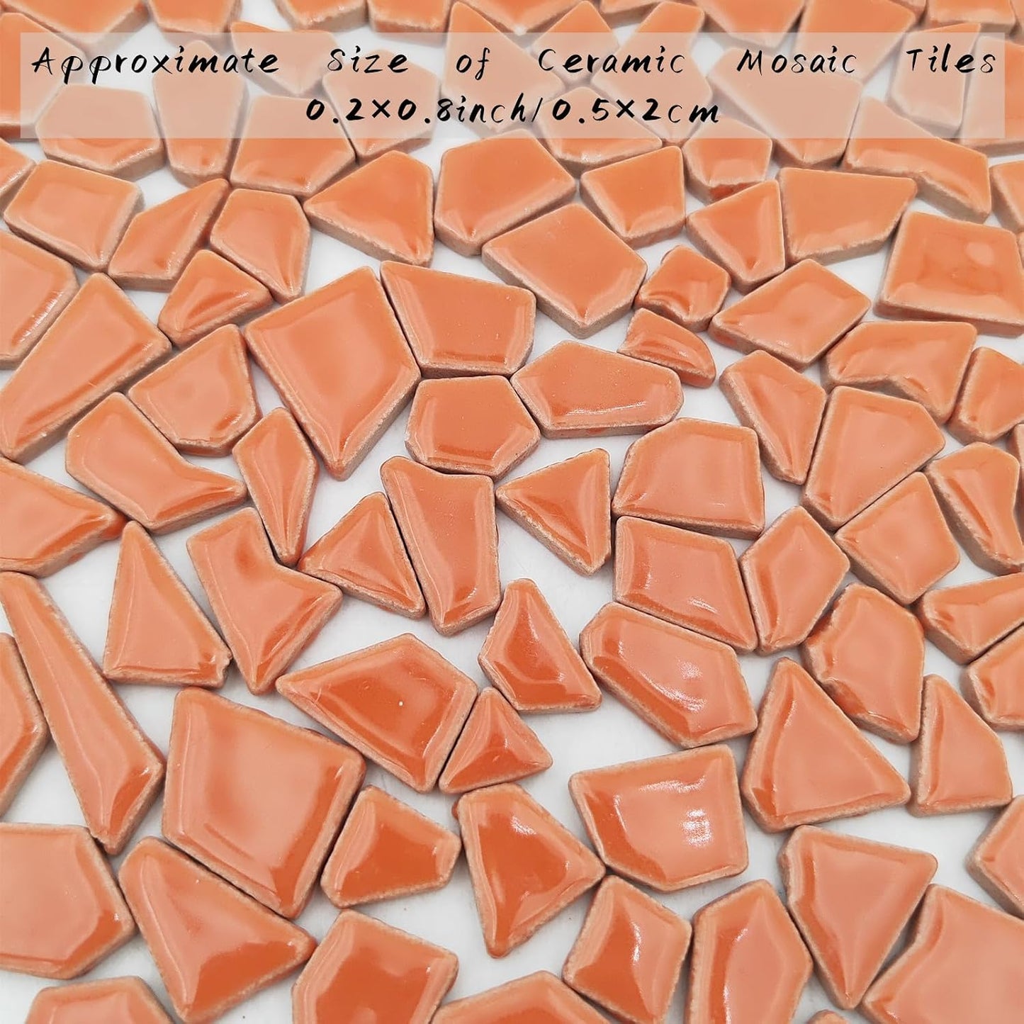 200g Ceramic Mosaic Tiles for Crafts,Irregular Stained Ceramic 0.2"x0.8" Porcelain Mosaic Tiles for Home Decoration (Yellow)