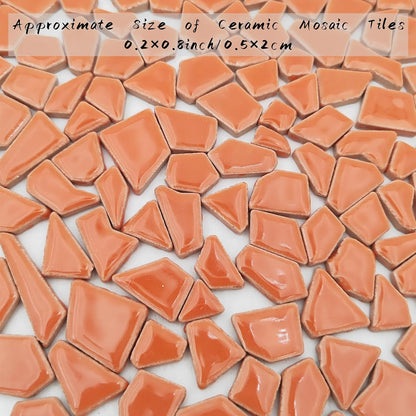 200g Ceramic Mosaic Tiles for Crafts,Irregular Stained Ceramic 0.2"x0.8" Porcelain Mosaic Tiles for Home Decoration (Yellow)