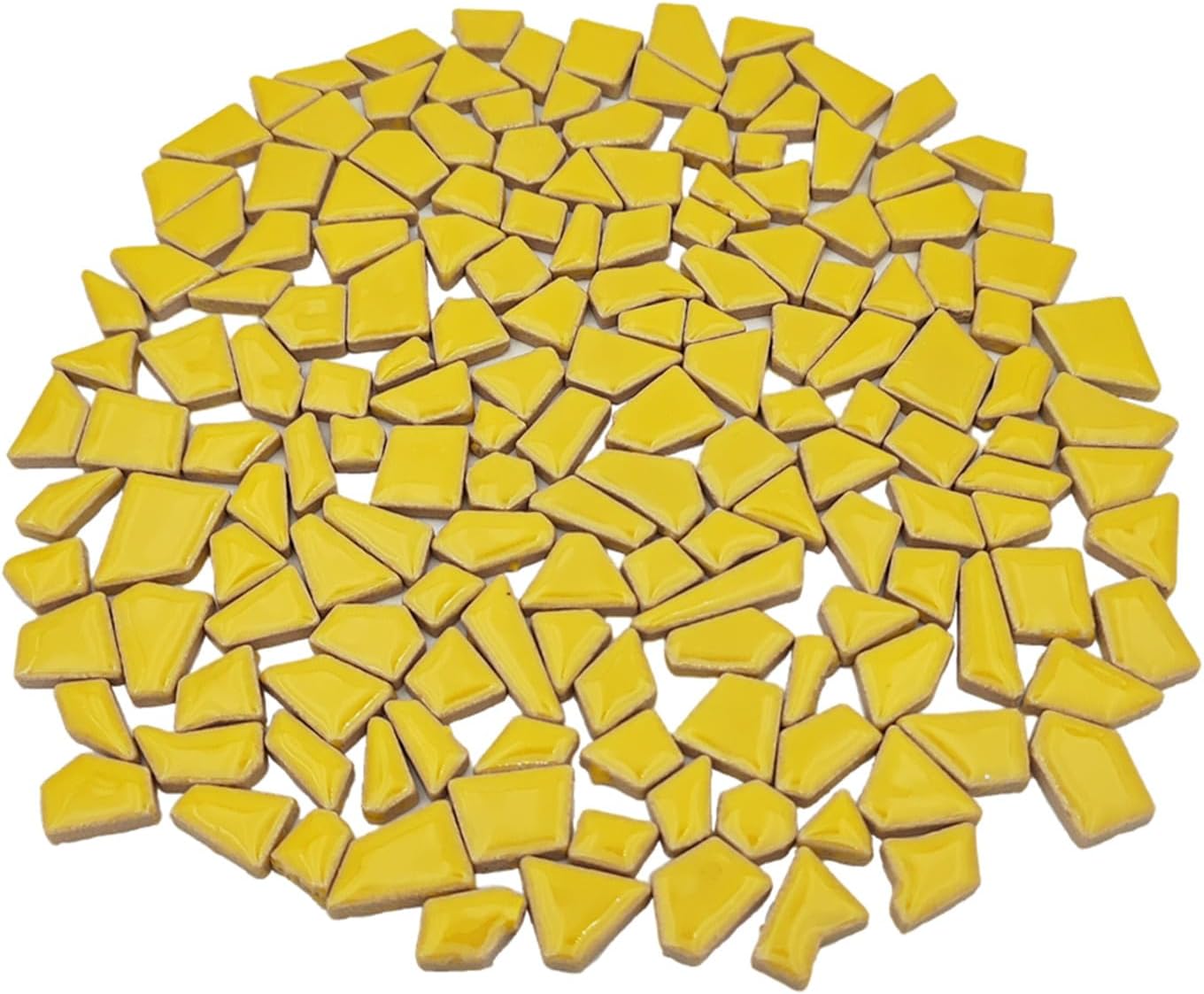 200g Ceramic Mosaic Tiles for Crafts,Irregular Stained Ceramic 0.2"x0.8" Porcelain Mosaic Tiles for Home Decoration (Yellow)