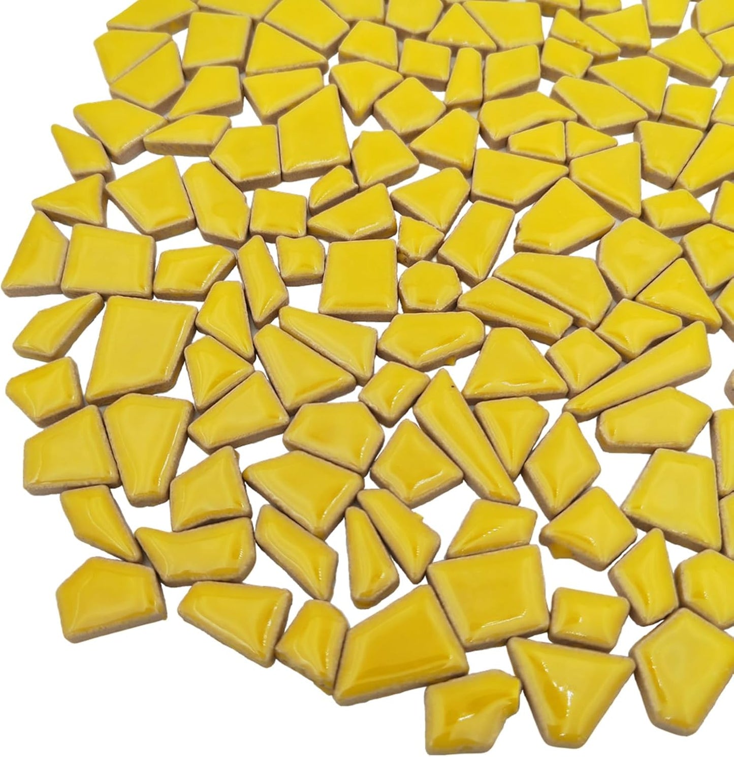 200g Ceramic Mosaic Tiles for Crafts,Irregular Stained Ceramic 0.2"x0.8" Porcelain Mosaic Tiles for Home Decoration (Yellow)