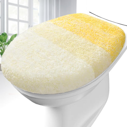 Soft Microfiber Bathroom Toilet Lid Cover, Machine Washable Covers, 17.5x15, Stays in Place Rubber Backing, Fits Most Round, Elongated and Oblong Lids, Accessories Decor, Yellow