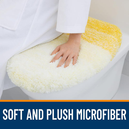 Soft Microfiber Bathroom Toilet Lid Cover, Machine Washable Covers, 17.5x15, Stays in Place Rubber Backing, Fits Most Round, Elongated and Oblong Lids, Accessories Decor, Yellow