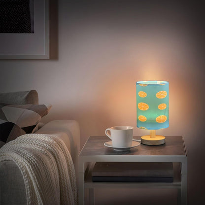 Small Table Lamp, Yellow Lemon Slices Bedside Table Lamp with Fabric Shade - Nightstand Lamp for Bedrooms, Dorm, Living Room