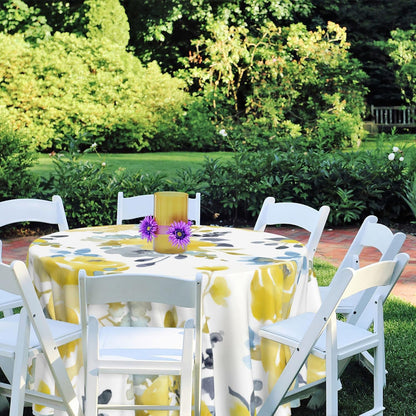 Round Tablecloth 60 inch Spring Floral, Waterproof, Stain Resistance | Washable Flower Circle Table Cloth Cover for Dining Kitchen Party Farmhouse Outdoor, Polyester, 2-4 Seats