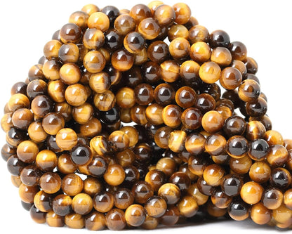 60PCS 6mm Natural Yellow Tiger Eye Stone Gemstone Round Loose Beads for Jewelry Making DIY Findings 1 Strand 15"