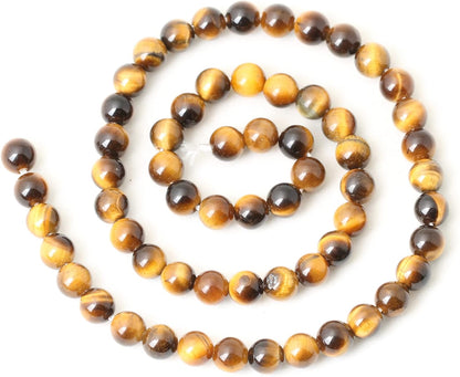 60PCS 6mm Natural Yellow Tiger Eye Stone Gemstone Round Loose Beads for Jewelry Making DIY Findings 1 Strand 15"
