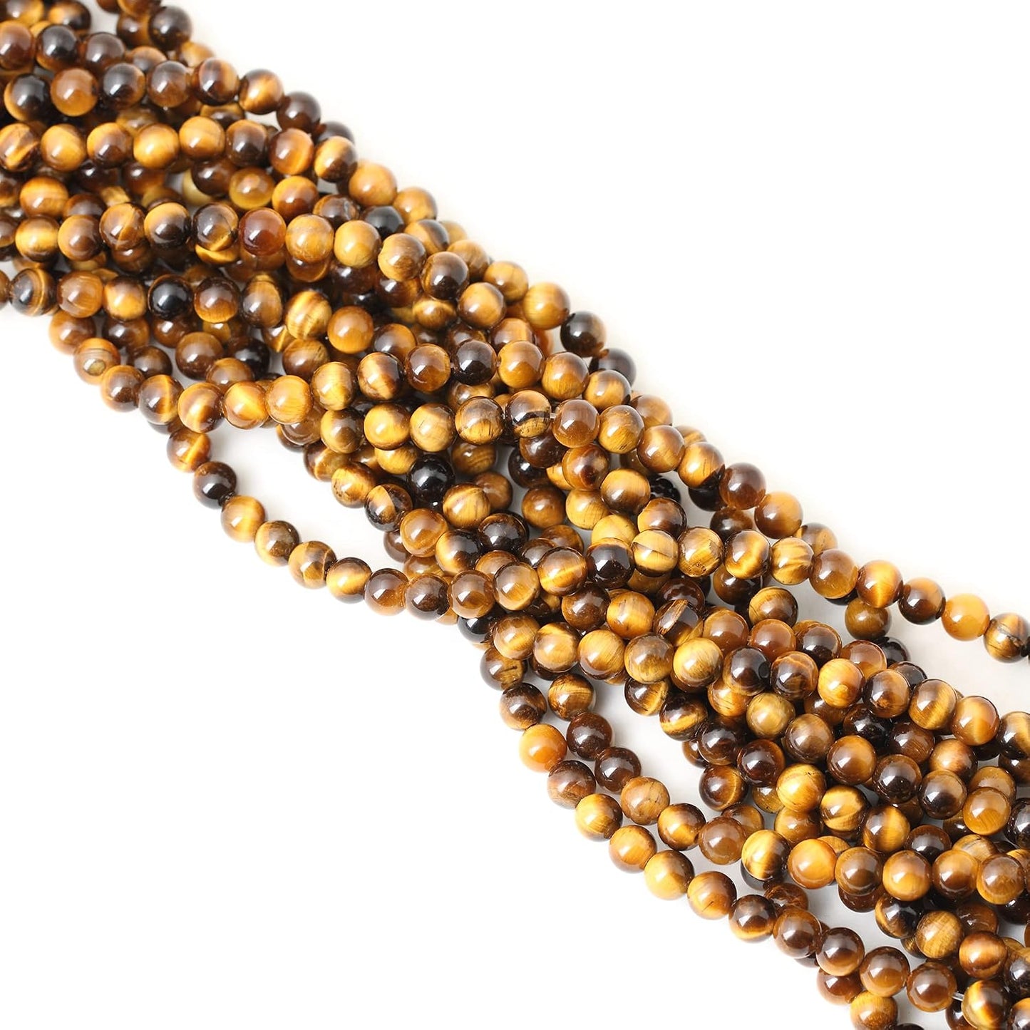 60PCS 6mm Natural Yellow Tiger Eye Stone Gemstone Round Loose Beads for Jewelry Making DIY Findings 1 Strand 15"