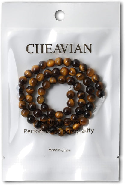 60PCS 6mm Natural Yellow Tiger Eye Stone Gemstone Round Loose Beads for Jewelry Making DIY Findings 1 Strand 15"