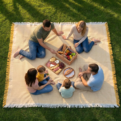 70"x 70" Picnic Blanket Extra Large,Layer Outdoor Blanket for 5 to 7 Adults,Camping Grass Lawn Park Accessories Cute Couple Gifts Ideas Wedding Registry for Park, Beach (Yellow)