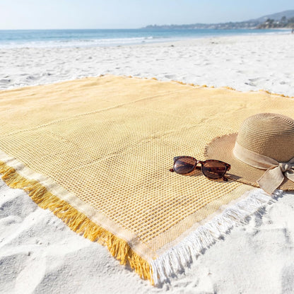 70"x 70" Picnic Blanket Extra Large,Layer Outdoor Blanket for 5 to 7 Adults,Camping Grass Lawn Park Accessories Cute Couple Gifts Ideas Wedding Registry for Park, Beach (Yellow)