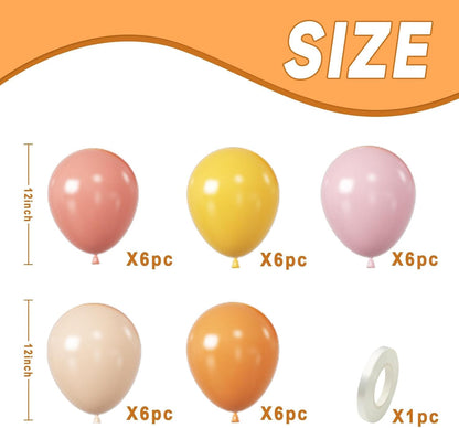 Boho Daisy Balloons, 12 Inch Dusty Pink Yellow Balloons, Lemon Yellow Dusty Pink Nude Brown Pastel Pink Latex Balloon for Boho Daisy Theme Birthday Baby Shower Wedding Party Decorations