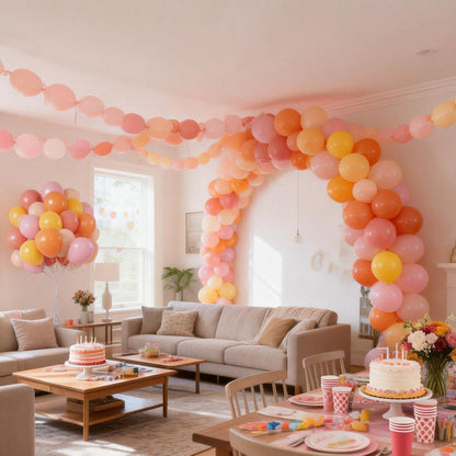 Boho Daisy Balloons, 12 Inch Dusty Pink Yellow Balloons, Lemon Yellow Dusty Pink Nude Brown Pastel Pink Latex Balloon for Boho Daisy Theme Birthday Baby Shower Wedding Party Decorations