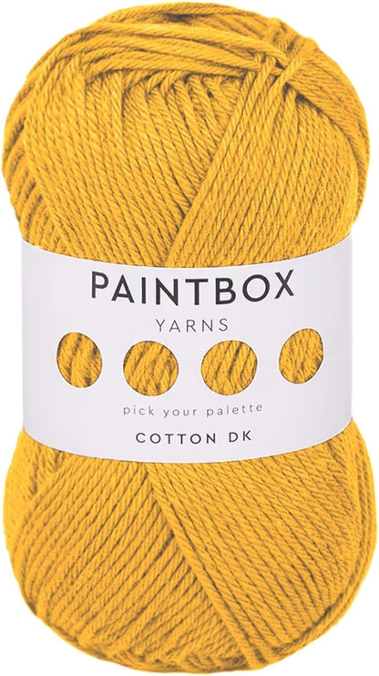 Paintbox Yarns 100% Cotton DK Yarn 1.76oz / 50g, 137yds / 125m | Mustard Yellow Wool For Crochet, Knitting - Soft, Lightweight Double Knit Yarn For Clothes