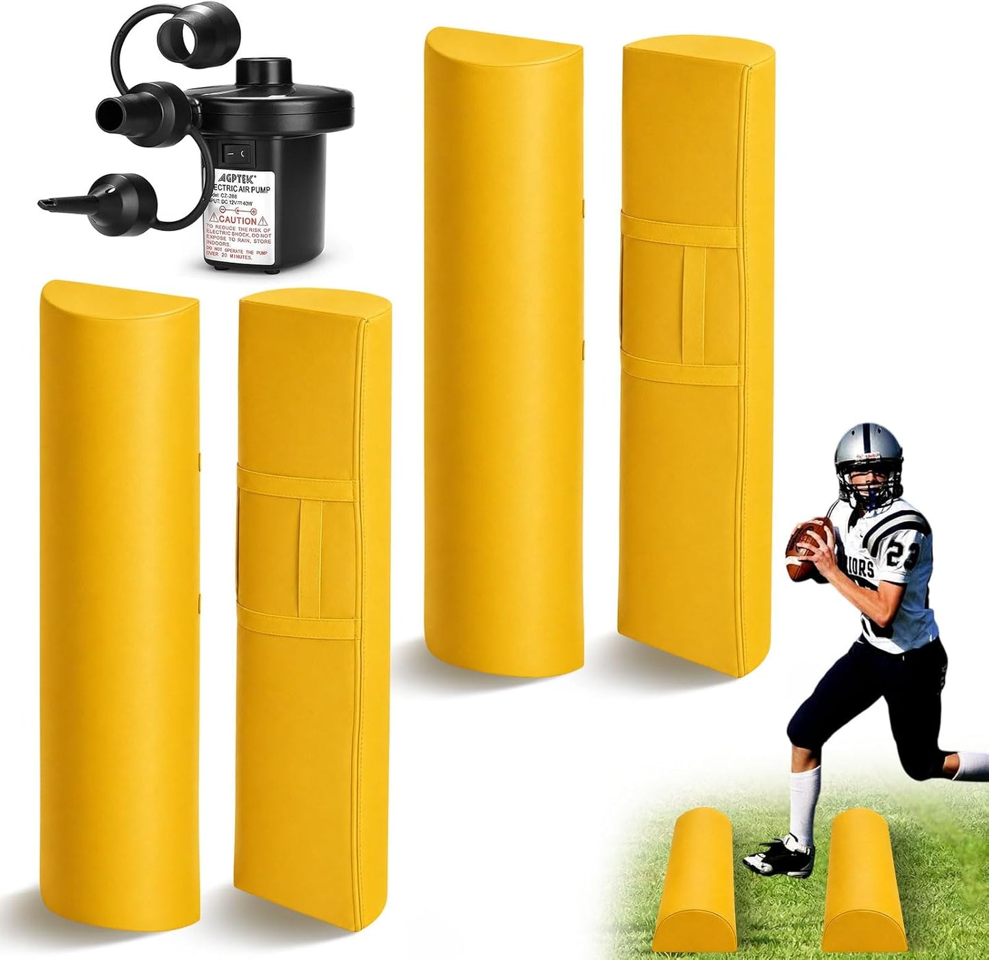 Football Step Over Dummy Inflatable PU Football Tackling Dummy with Heavy Duty Handles and Pump Athletic Agility Tackling Dummies Waterproof Training Equipment for Footwork Drills Sports Practice