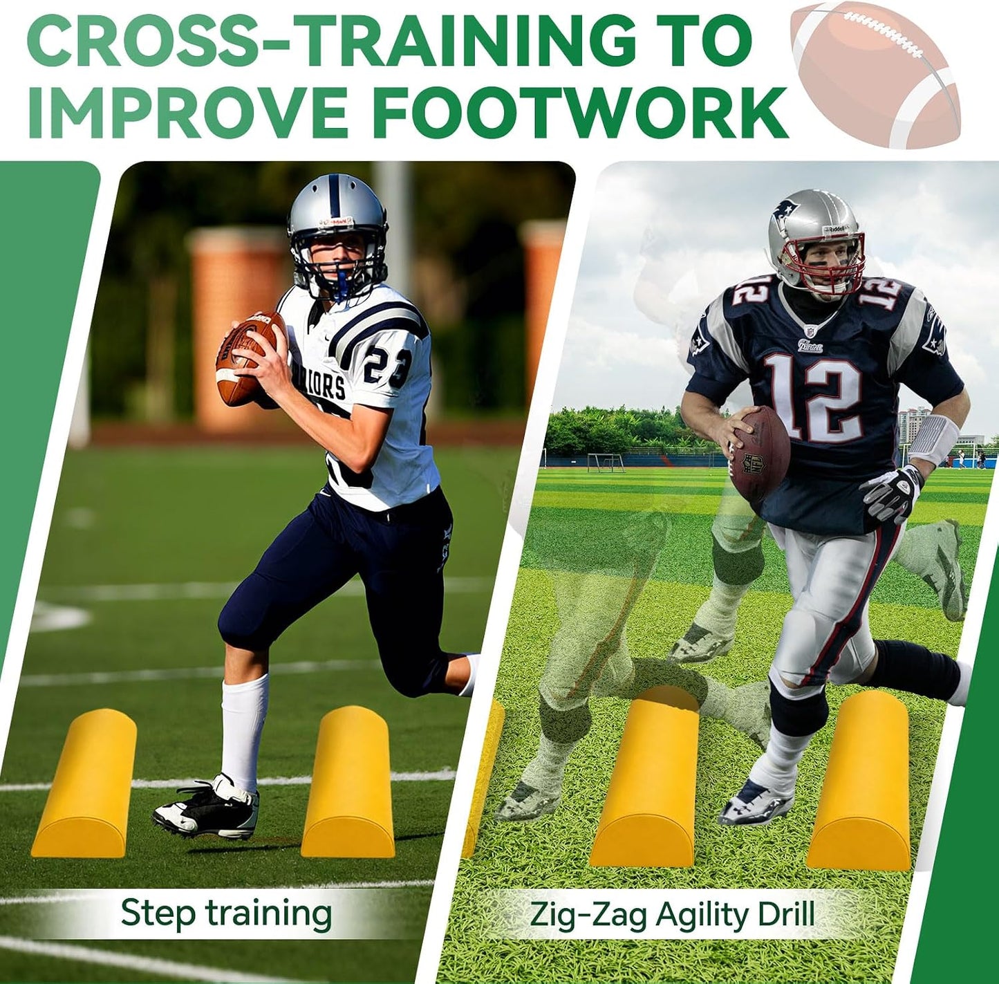 Football Step Over Dummy Inflatable PU Football Tackling Dummy with Heavy Duty Handles and Pump Athletic Agility Tackling Dummies Waterproof Training Equipment for Footwork Drills Sports Practice