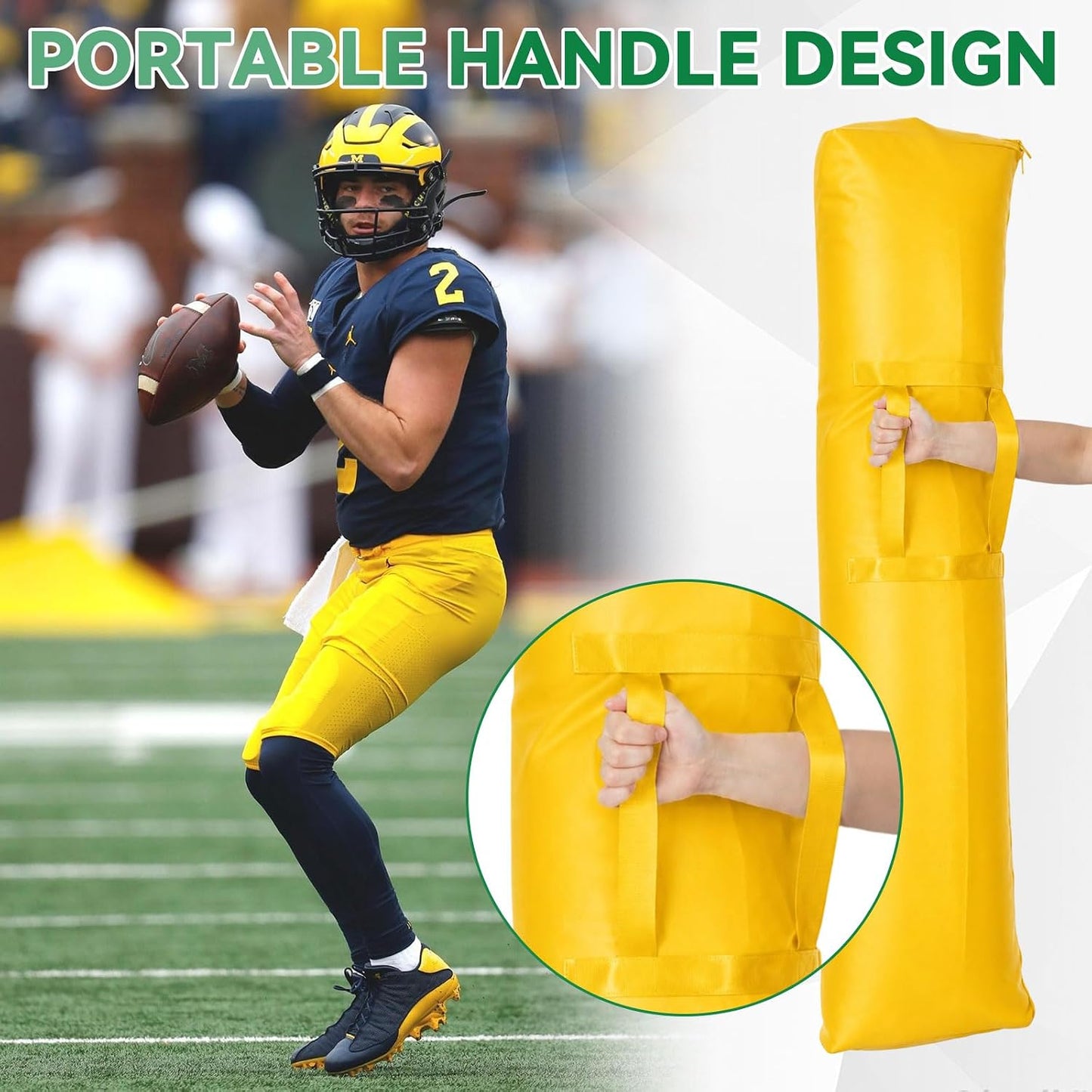 Football Step Over Dummy Inflatable PU Football Tackling Dummy with Heavy Duty Handles and Pump Athletic Agility Tackling Dummies Waterproof Training Equipment for Footwork Drills Sports Practice