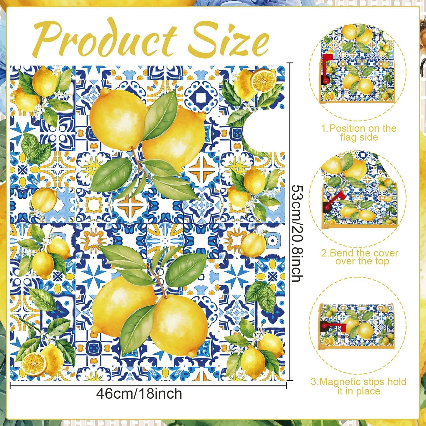 Mailbox Covers Magnetic Standard Size Summer Lemon Amalfi Coast | 20x18Inches, Waterproof, Weather Resistant, Stong Magnet, Vibrant Color, Not Fade, Last Long, Lemon Lovers Mailbox Wrap Gifts