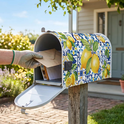 Mailbox Covers Magnetic Standard Size Summer Lemon Amalfi Coast | 20x18Inches, Waterproof, Weather Resistant, Stong Magnet, Vibrant Color, Not Fade, Last Long, Lemon Lovers Mailbox Wrap Gifts